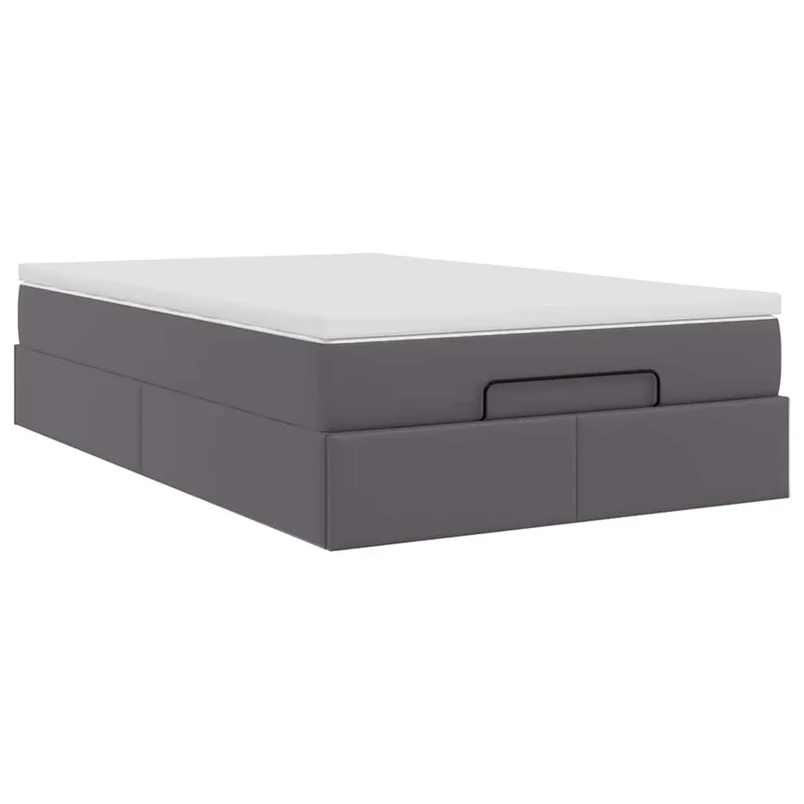 Cadre de lit ottoman avec matelas gris 120x200 cm similicuir - 10