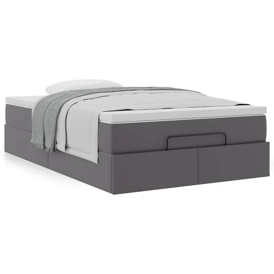 Cadre de lit ottoman avec matelas gris 120x200 cm similicuir - 4