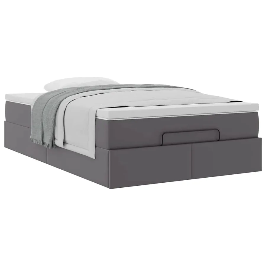 Cadre de lit ottoman avec matelas gris 120x200 cm similicuir - 5