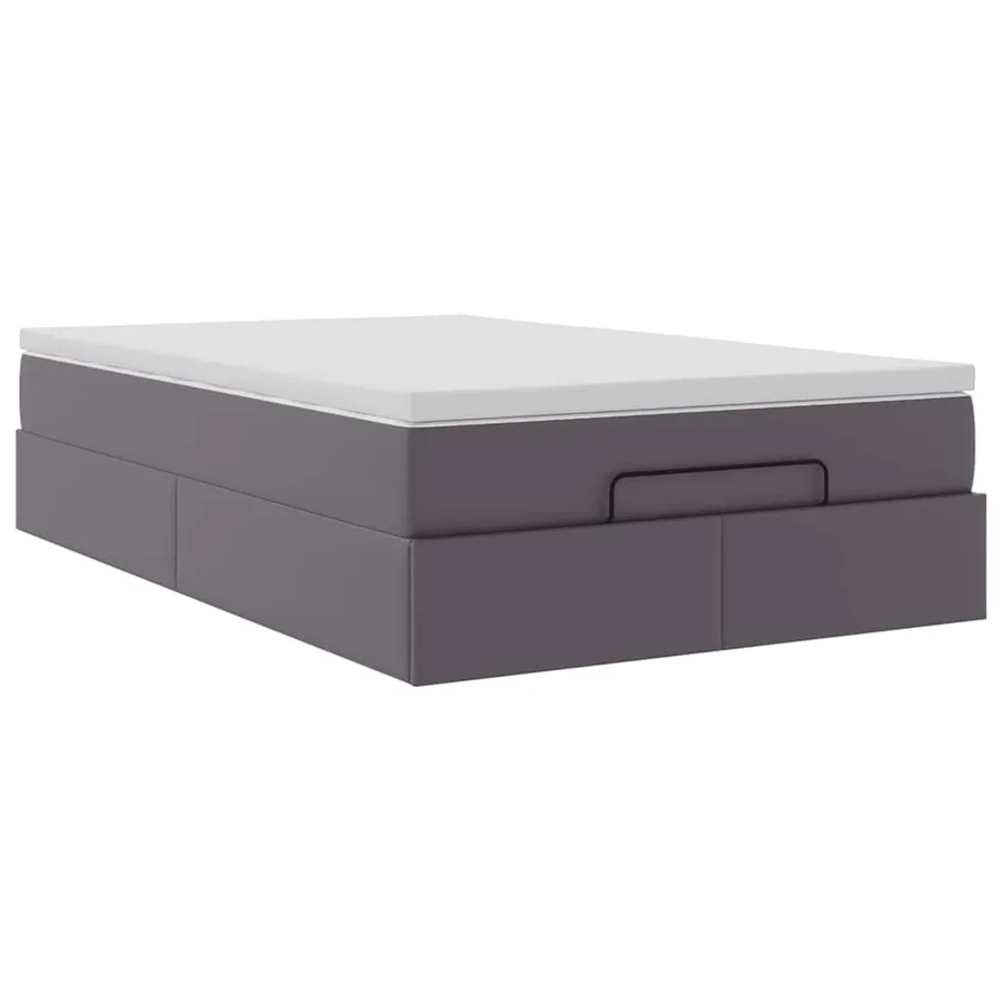 Cadre de lit ottoman avec matelas gris 120x200 cm similicuir - 6