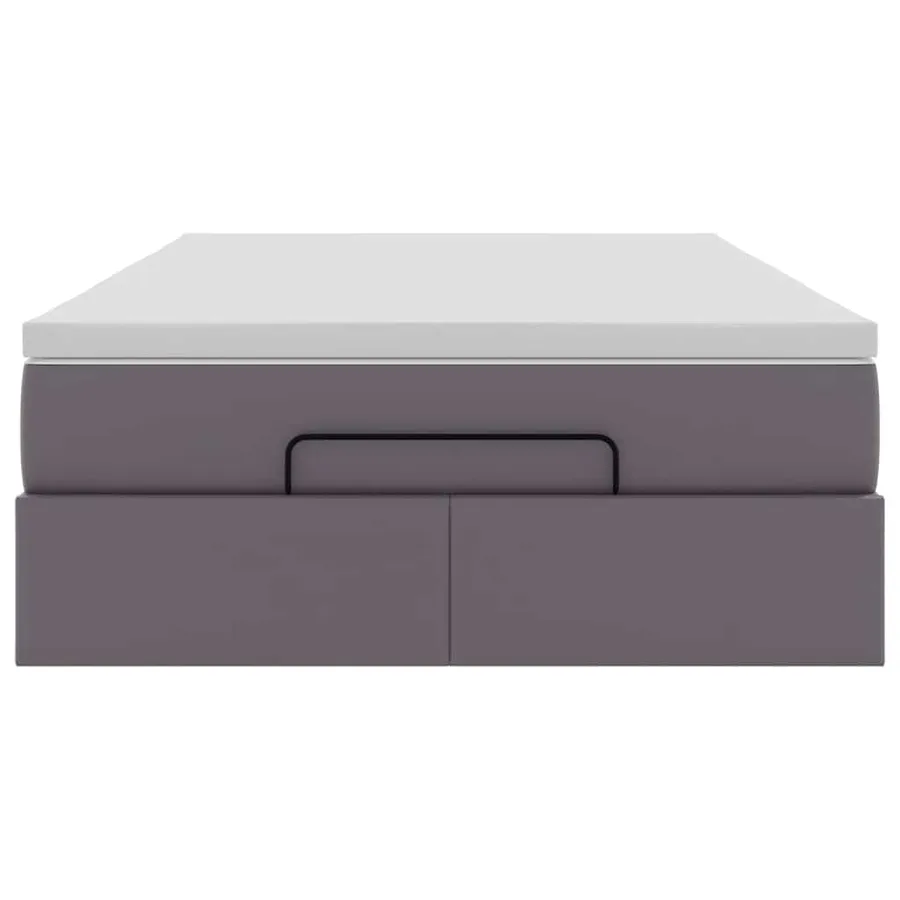 Cadre de lit ottoman avec matelas gris 120x200 cm similicuir - 7