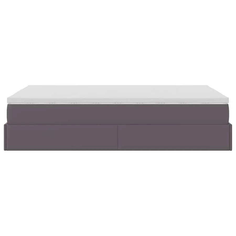 Cadre de lit ottoman avec matelas gris 120x200 cm similicuir - 9