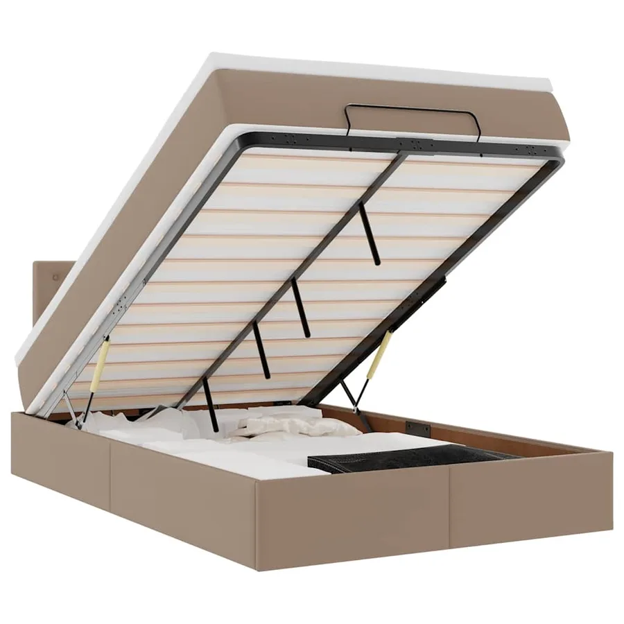 Cadre de lit ottoman et matelas cappuccino 120x200cm similicuir - 2
