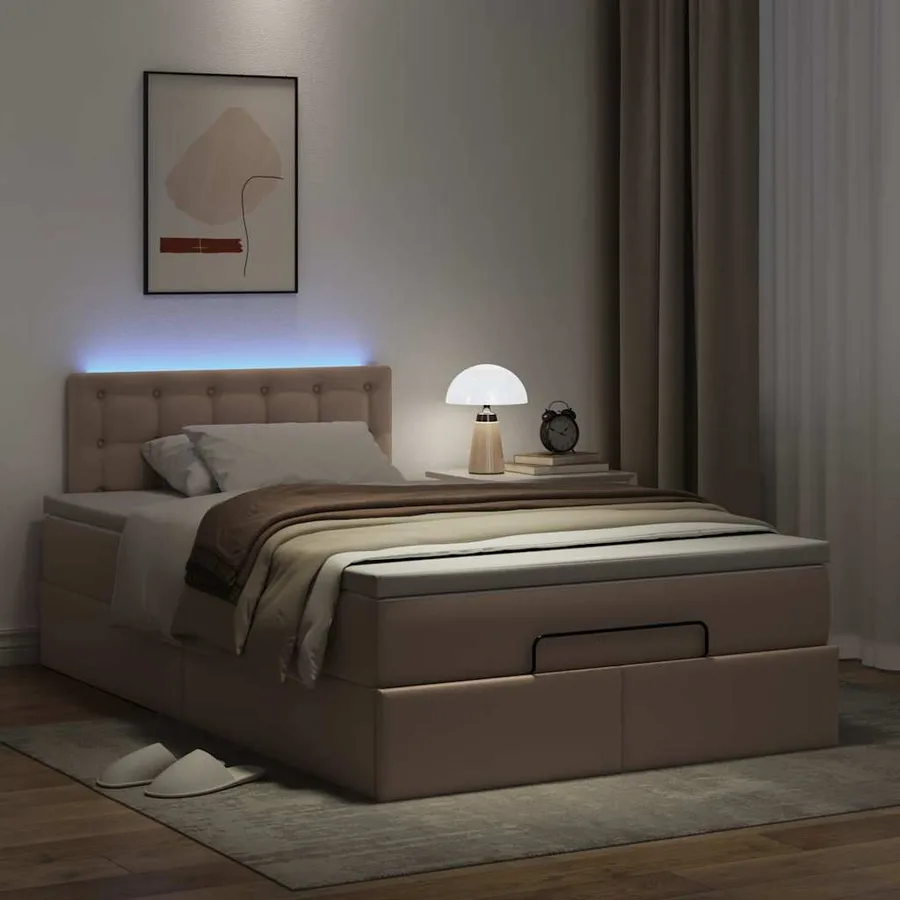 Cadre de lit ottoman et matelas cappuccino 120x200cm similicuir - 3