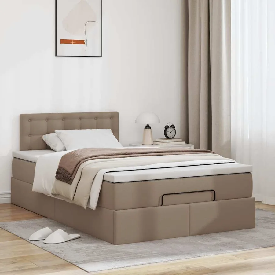 Cadre de lit ottoman et matelas cappuccino 120x200cm similicuir - 4