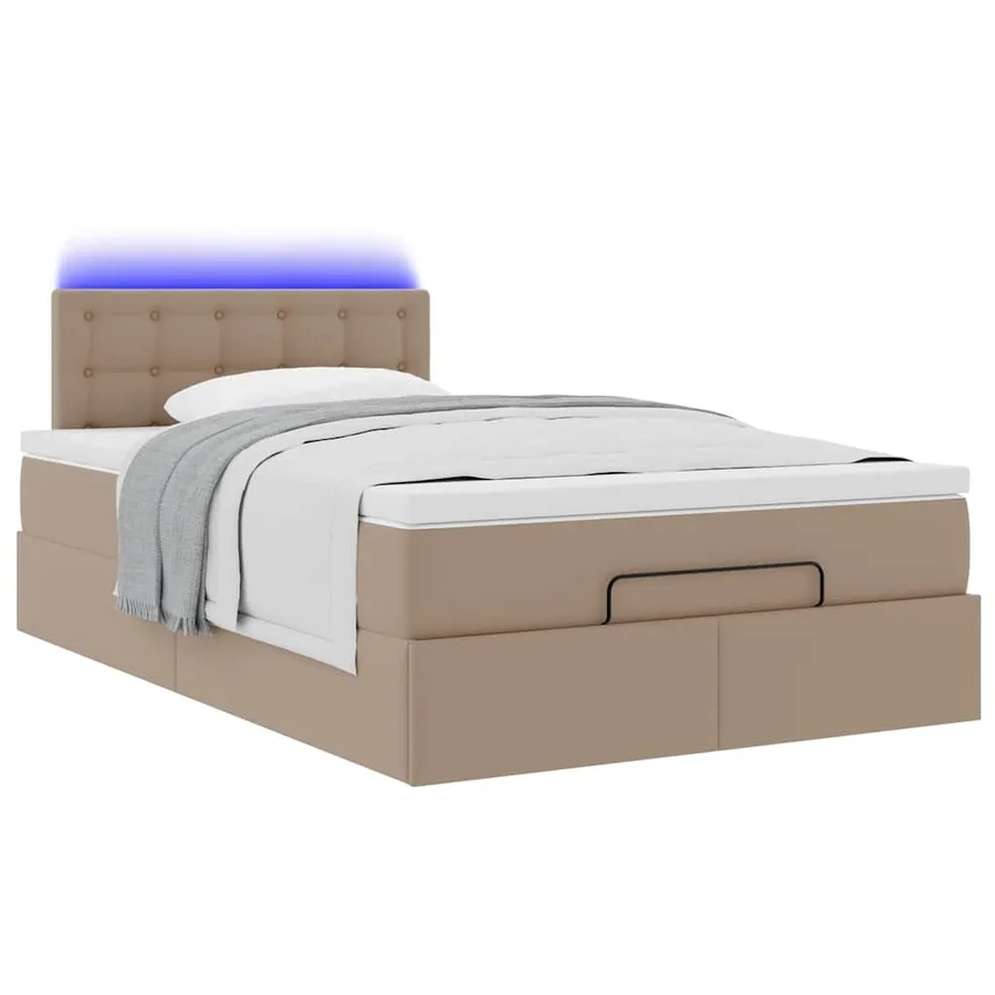 Cadre de lit ottoman et matelas cappuccino 120x200cm similicuir - 6