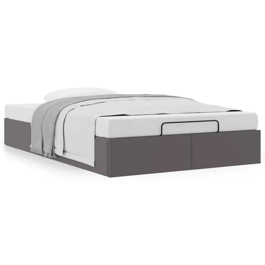 Cadre de lit ottoman sans matelas gris 120x200 cm similicuir - 4