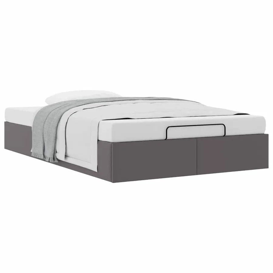 Cadre de lit ottoman sans matelas gris 120x200 cm similicuir - 5