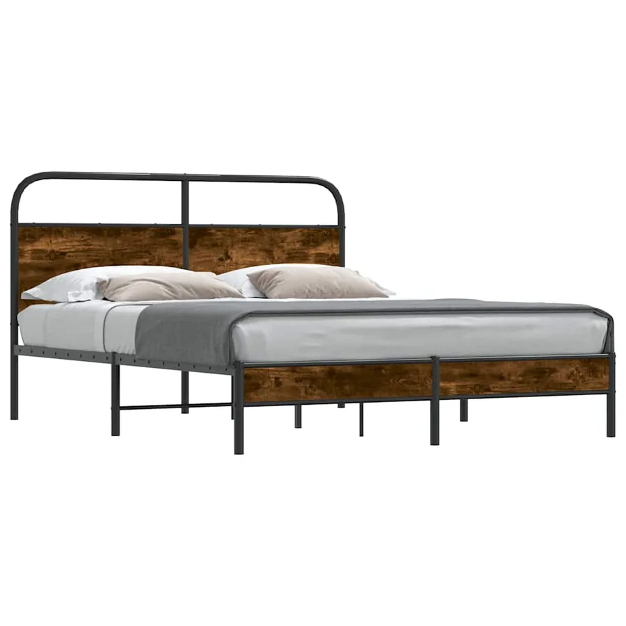 Cadre de lit sans matelas 150x200 cm chêne fumé bois ingénierie - 2