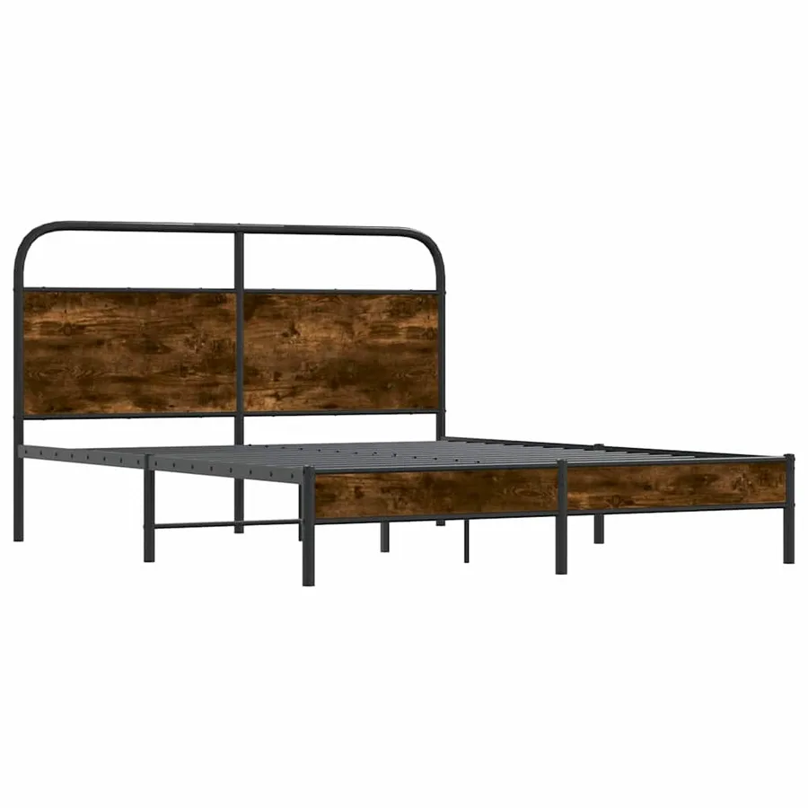 Cadre de lit sans matelas 150x200 cm chêne fumé bois ingénierie - 4
