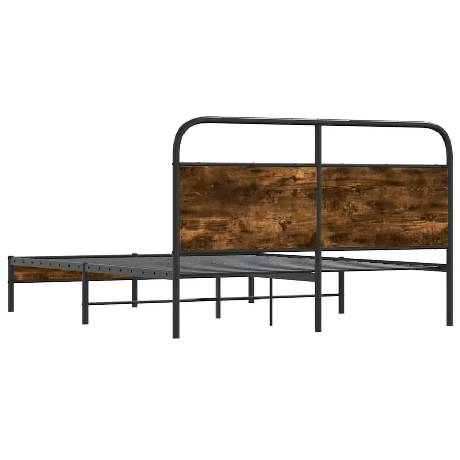 Cadre de lit sans matelas 150x200 cm chêne fumé bois ingénierie - 7