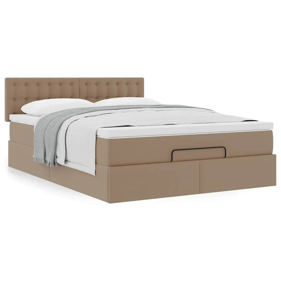 Cadre de lit ottoman et matelas cappuccino 140x190cm similicuir - 4