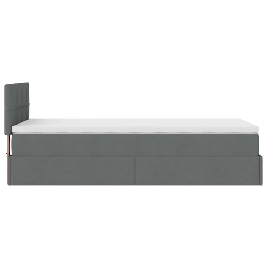 Lit ottoman avec matelas gris foncé 90x200 cm tissu - 10