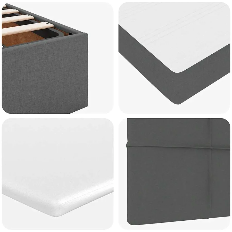Lit ottoman avec matelas gris foncé 90x200 cm tissu - 14