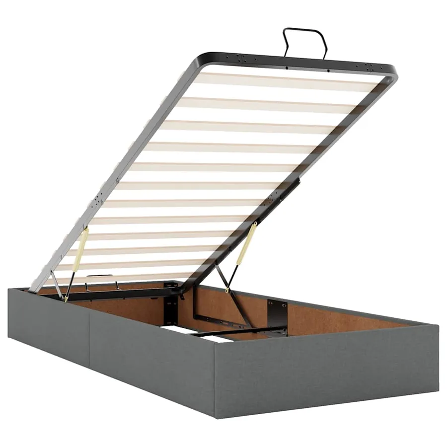 Lit ottoman avec matelas gris foncé 90x200 cm tissu - 11