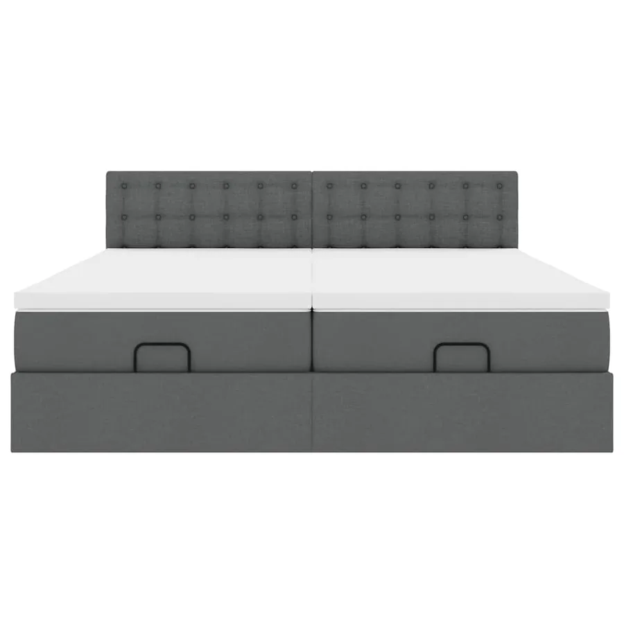 Cadre de lit ottoman avec matelas gris foncé 180x200cm tissu - 7