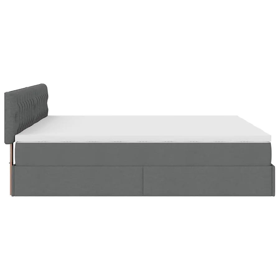 Cadre de lit ottoman avec matelas gris foncé 180x200cm tissu - 10