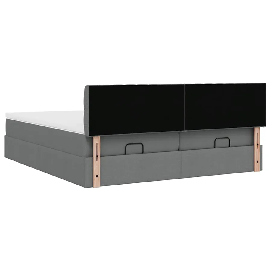 Cadre de lit ottoman avec matelas gris foncé 180x200cm tissu - 11