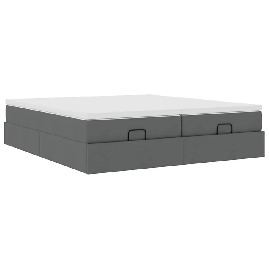 Cadre de lit ottoman avec matelas gris foncé 180x200cm tissu - 10