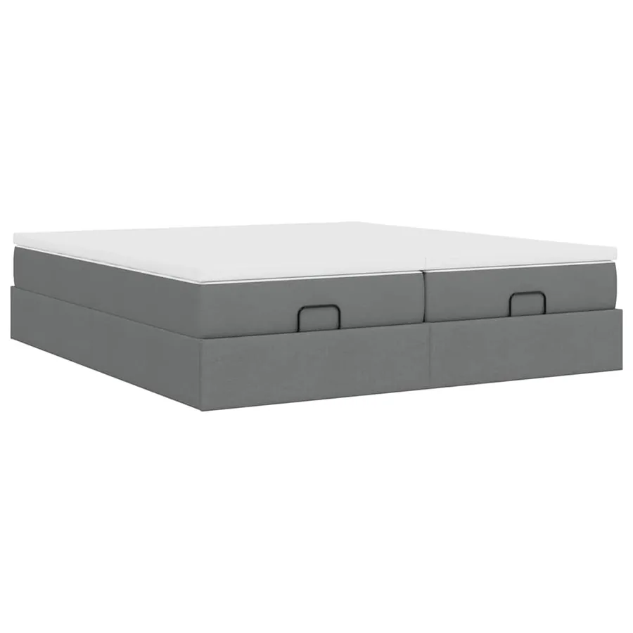 Cadre de lit ottoman avec matelas gris foncé 180x200cm tissu - 6
