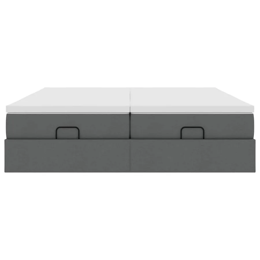 Cadre de lit ottoman avec matelas gris foncé 180x200cm tissu - 7