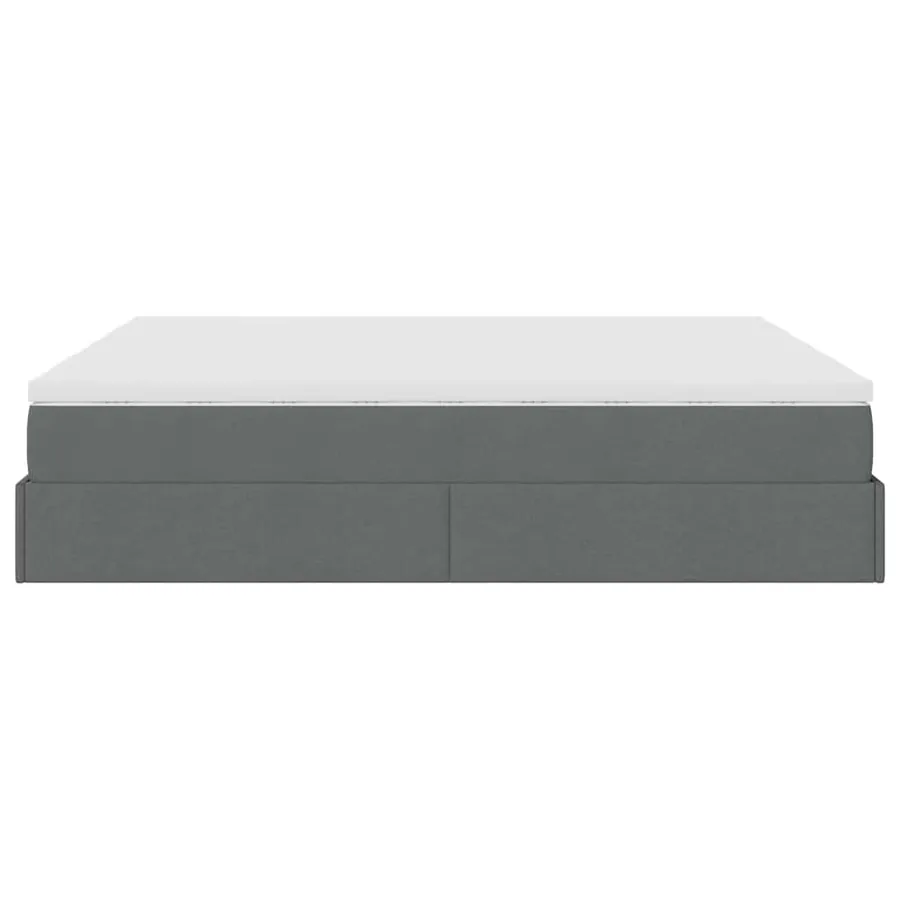 Cadre de lit ottoman avec matelas gris foncé 180x200cm tissu - 9