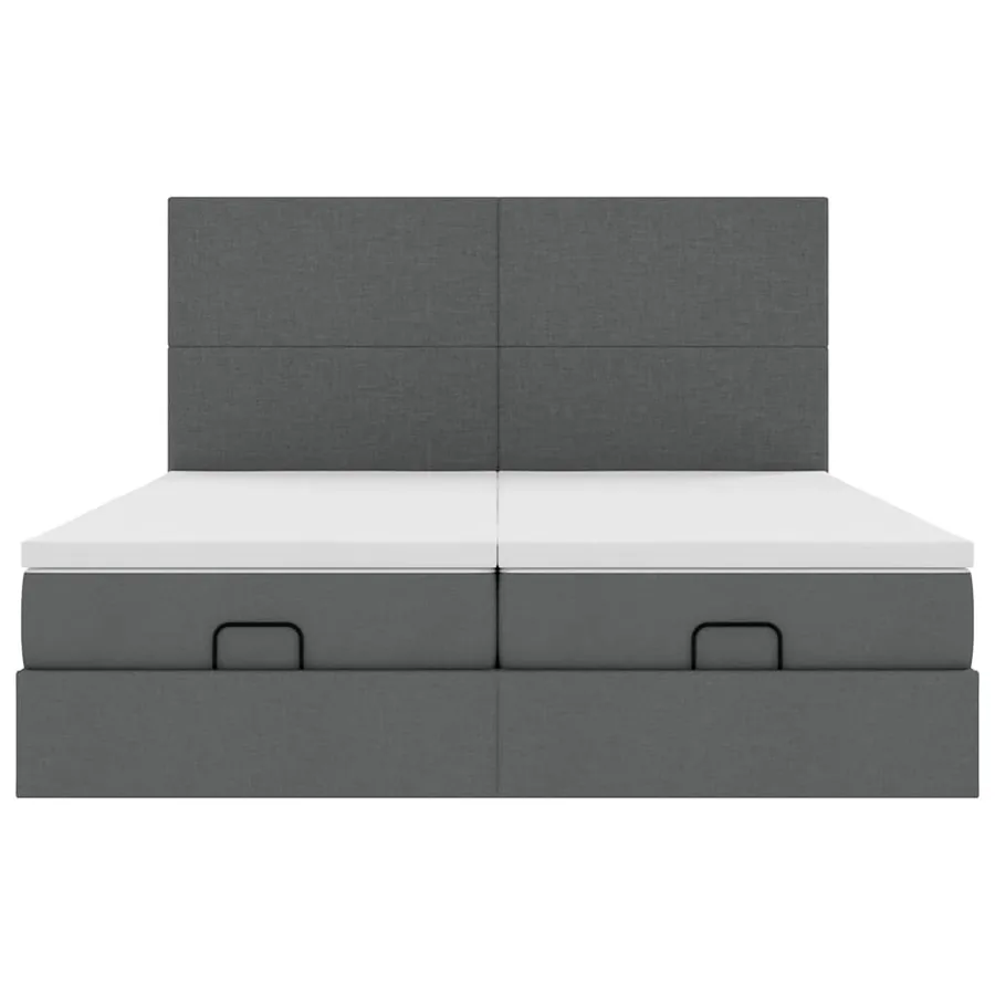 Cadre de lit ottoman avec matelas gris foncé 180x200cm tissu - 7