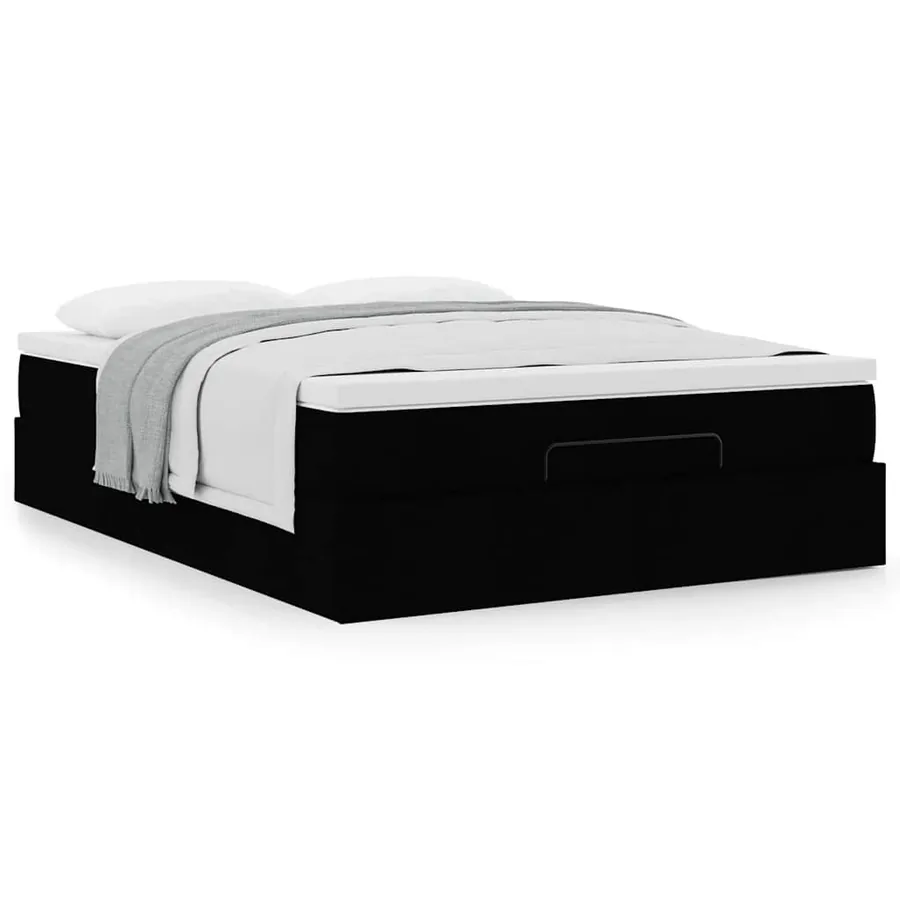 Cadre de lit ottoman avec matelas noir 140x190 cm similicuir - 4