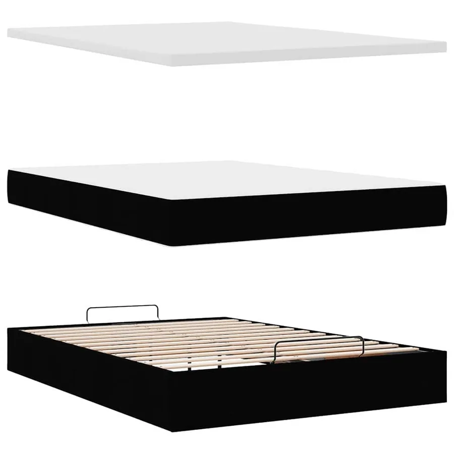 Cadre de lit ottoman avec matelas noir 140x190 cm similicuir - 8