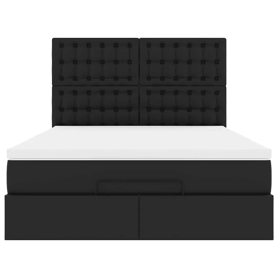 Cadre de lit ottoman avec matelas noir 140x190 cm similicuir - 8