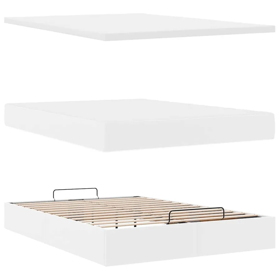 Lit ottoman avec matelas & LED blanc pur 140x190cm similicuir - 12