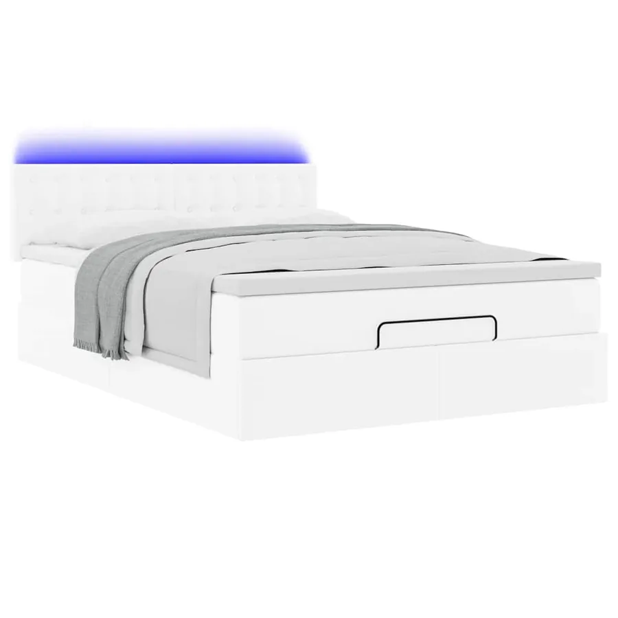 Lit ottoman avec matelas & LED blanc pur 140x190cm similicuir - 6