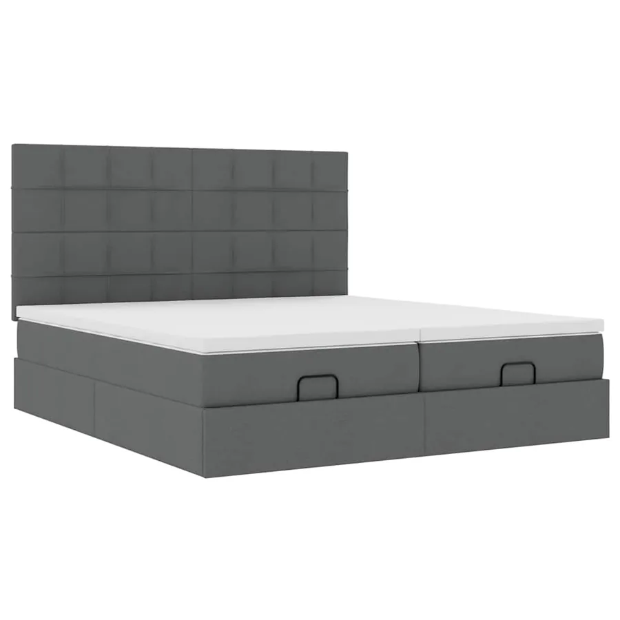 Cadre de lit ottoman avec matelas gris foncé 180x200cm tissu - 6
