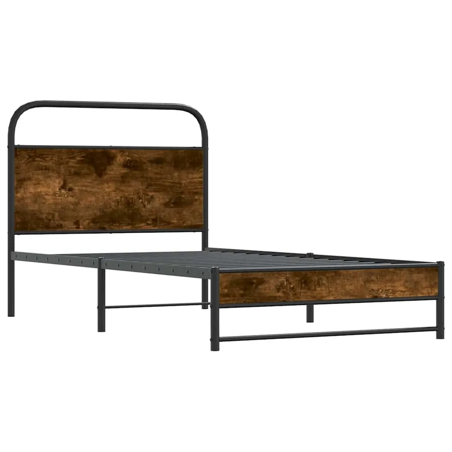 Cadre de lit sans matelas 90x190cm chêne fumé bois d'ingénierie - 4