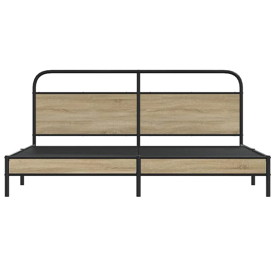 Cadre de lit en métal sans matelas chêne fumé 180x200 cm - 5