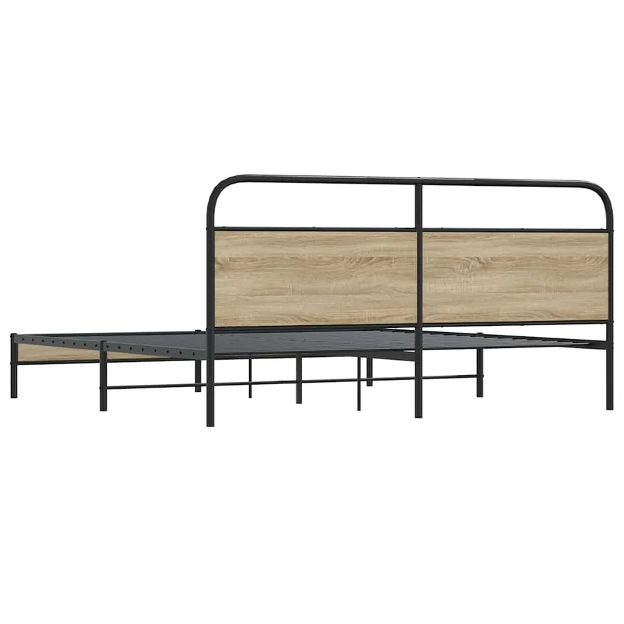 Cadre de lit en métal sans matelas chêne fumé 180x200 cm - 7