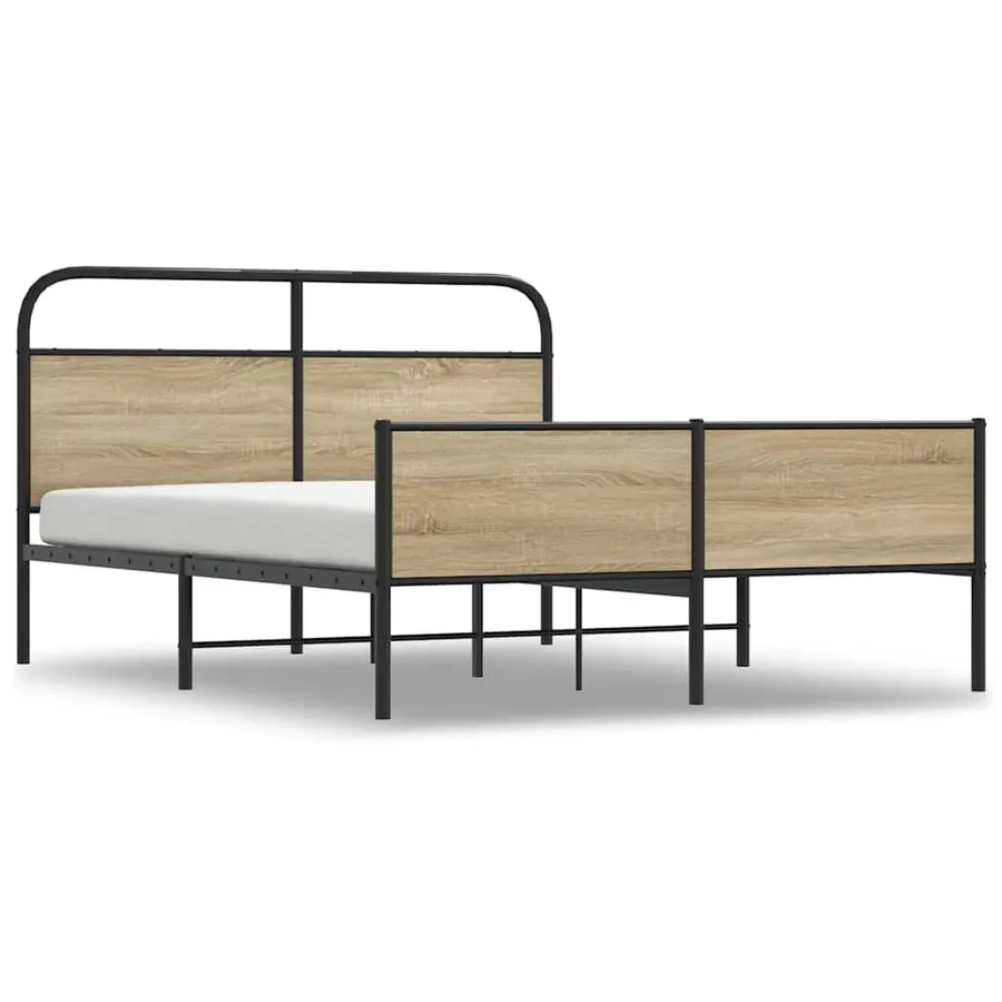 Cadre de lit en métal sans matelas chêne fumé 180x200 cm - 2