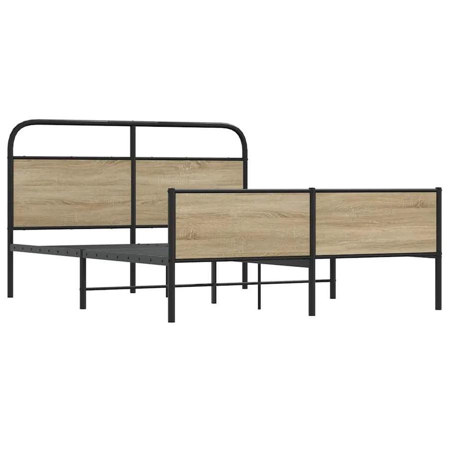 Cadre de lit en métal sans matelas chêne fumé 180x200 cm - 3