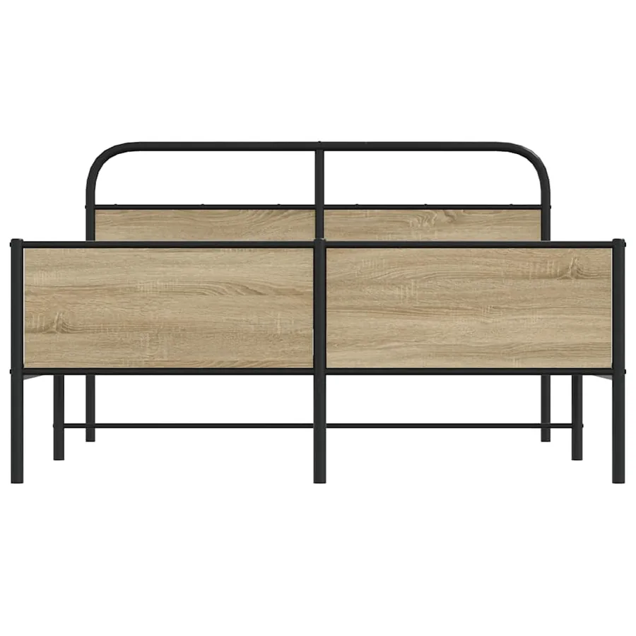 Cadre de lit en métal sans matelas chêne fumé 180x200 cm - 5