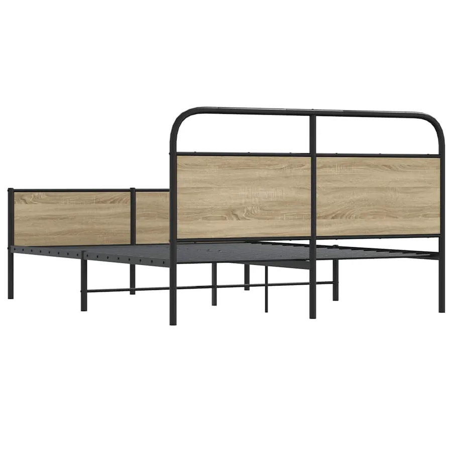 Cadre de lit en métal sans matelas chêne fumé 180x200 cm - 7