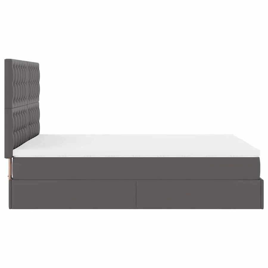 Cadre de lit ottoman avec matelas gris 140x190 cm similicuir - 10