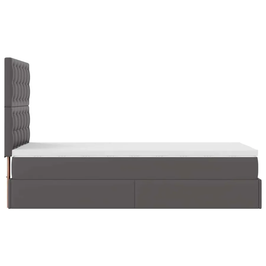 Cadre de lit ottoman avec matelas gris 100x200 cm similicuir - 11