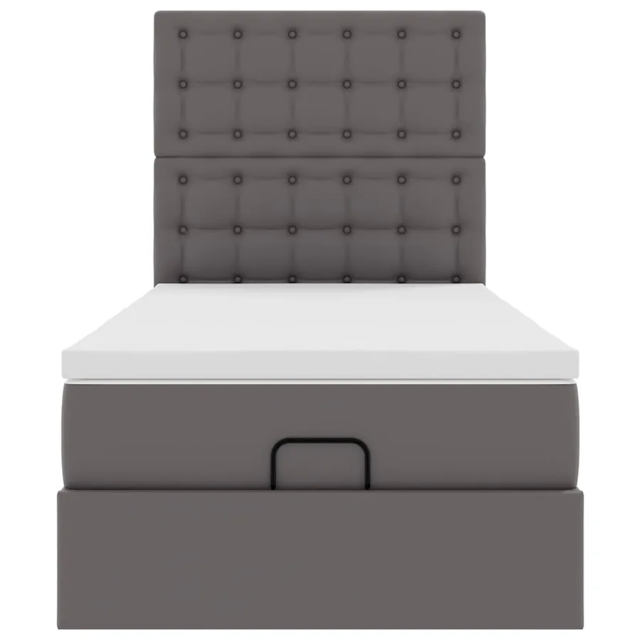 Cadre de lit ottoman avec matelas gris 100x200 cm similicuir - 8