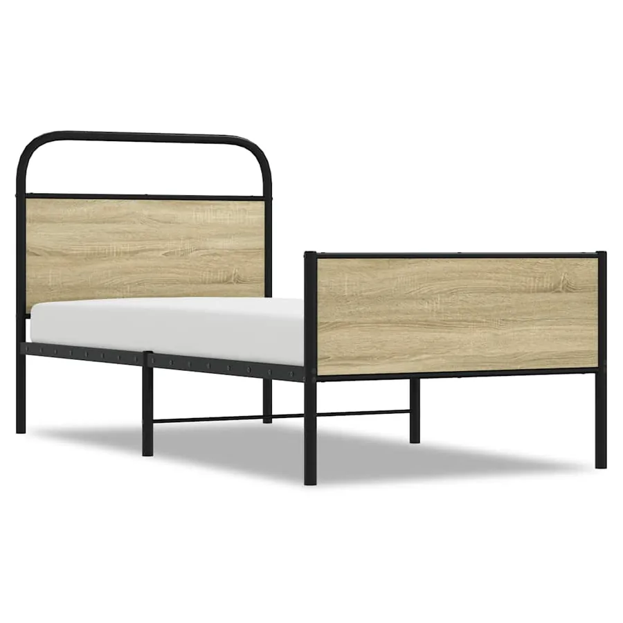 Cadre de lit sans matelas 75x190cm chêne sonoma bois ingénierie - 2