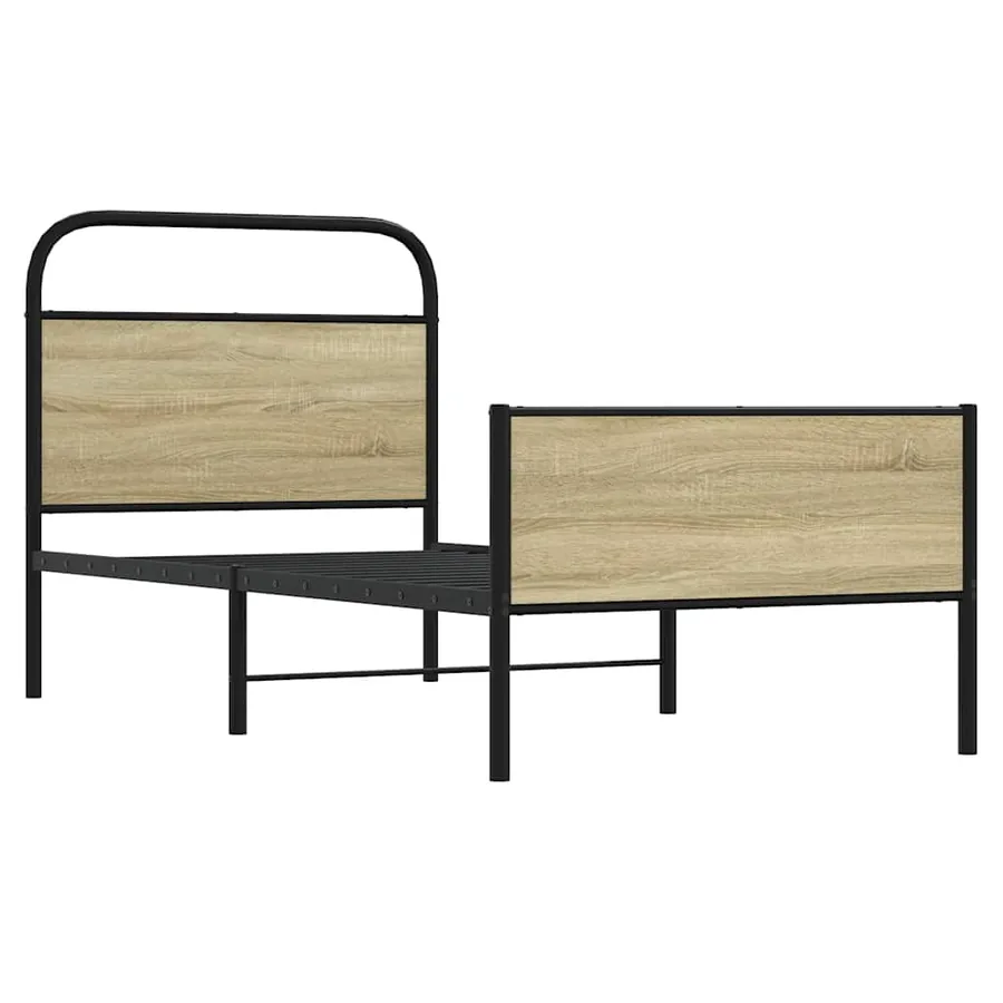 Cadre de lit sans matelas 75x190cm chêne sonoma bois ingénierie - 3