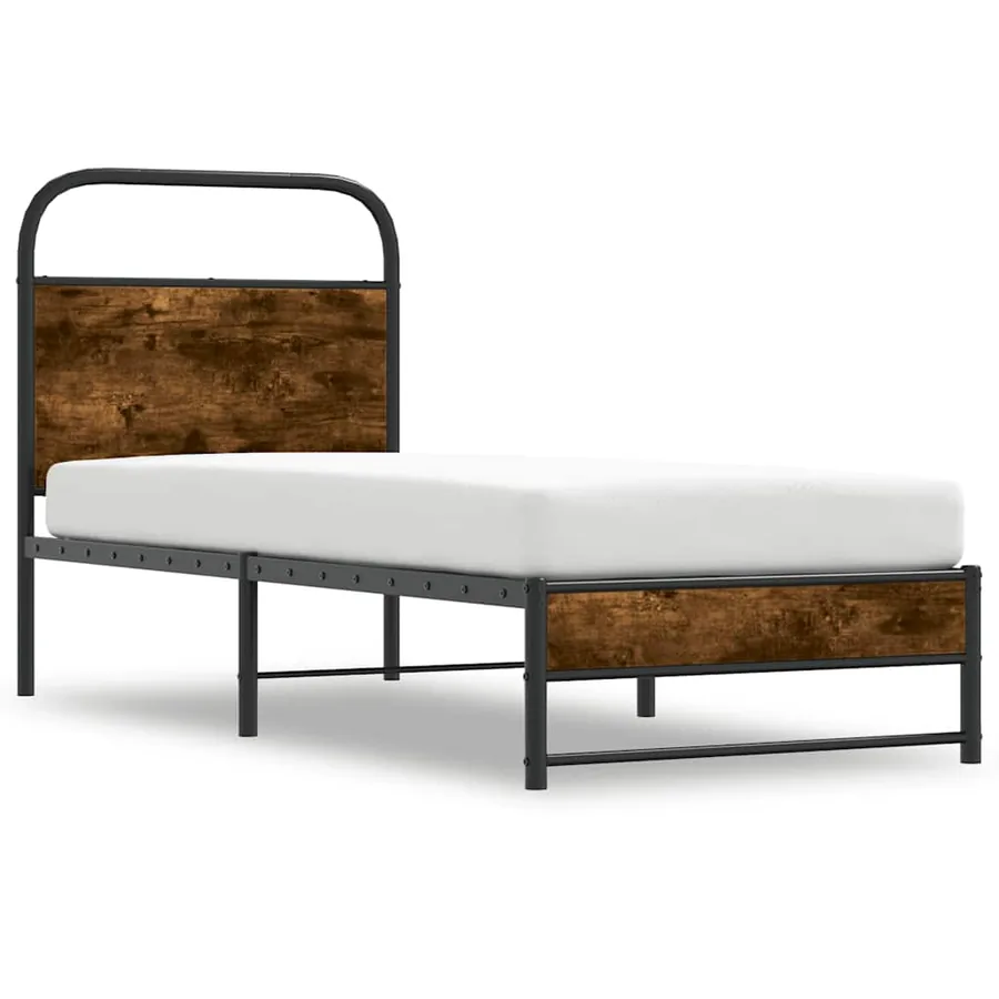 Cadre de lit sans matelas chêne fumé 75x190cm bois d'ingénierie - 3