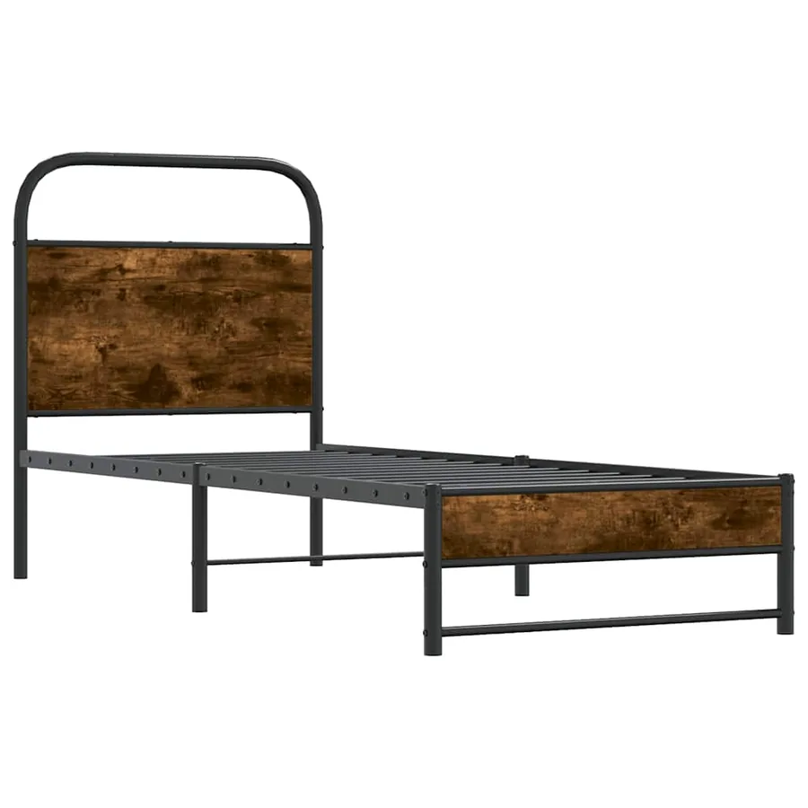 Cadre de lit sans matelas chêne fumé 75x190cm bois d'ingénierie - 4