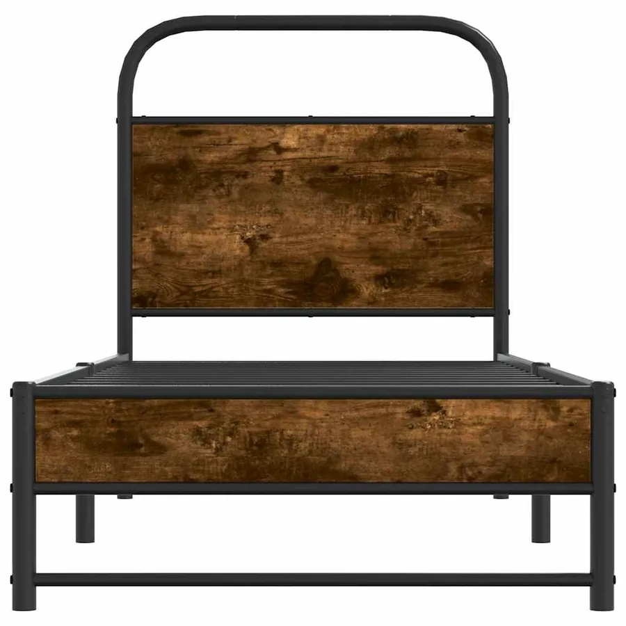 Cadre de lit sans matelas chêne fumé 75x190cm bois d'ingénierie - 5