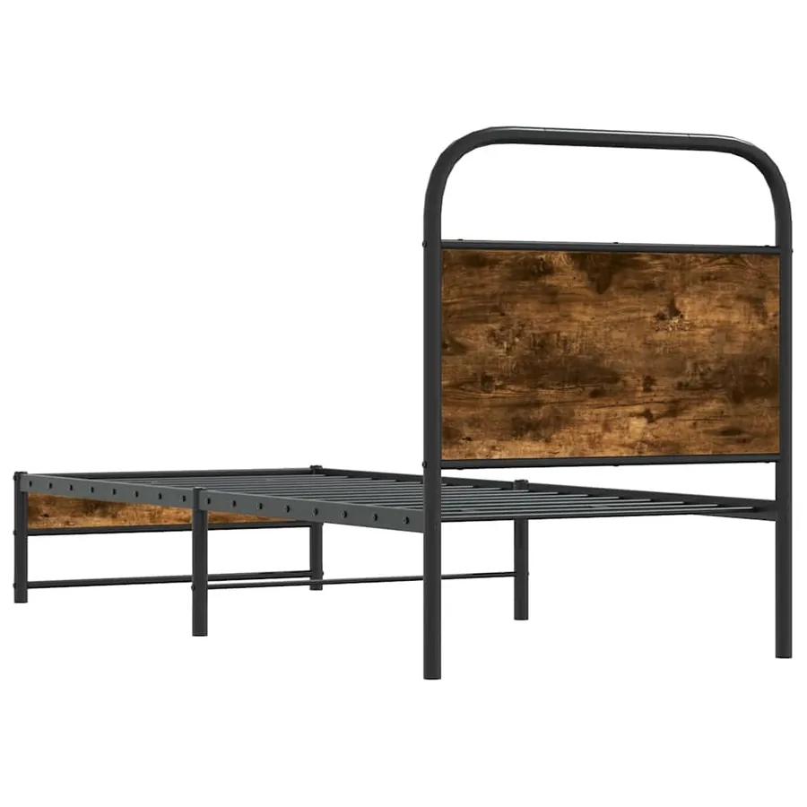 Cadre de lit sans matelas chêne fumé 75x190cm bois d'ingénierie - 7