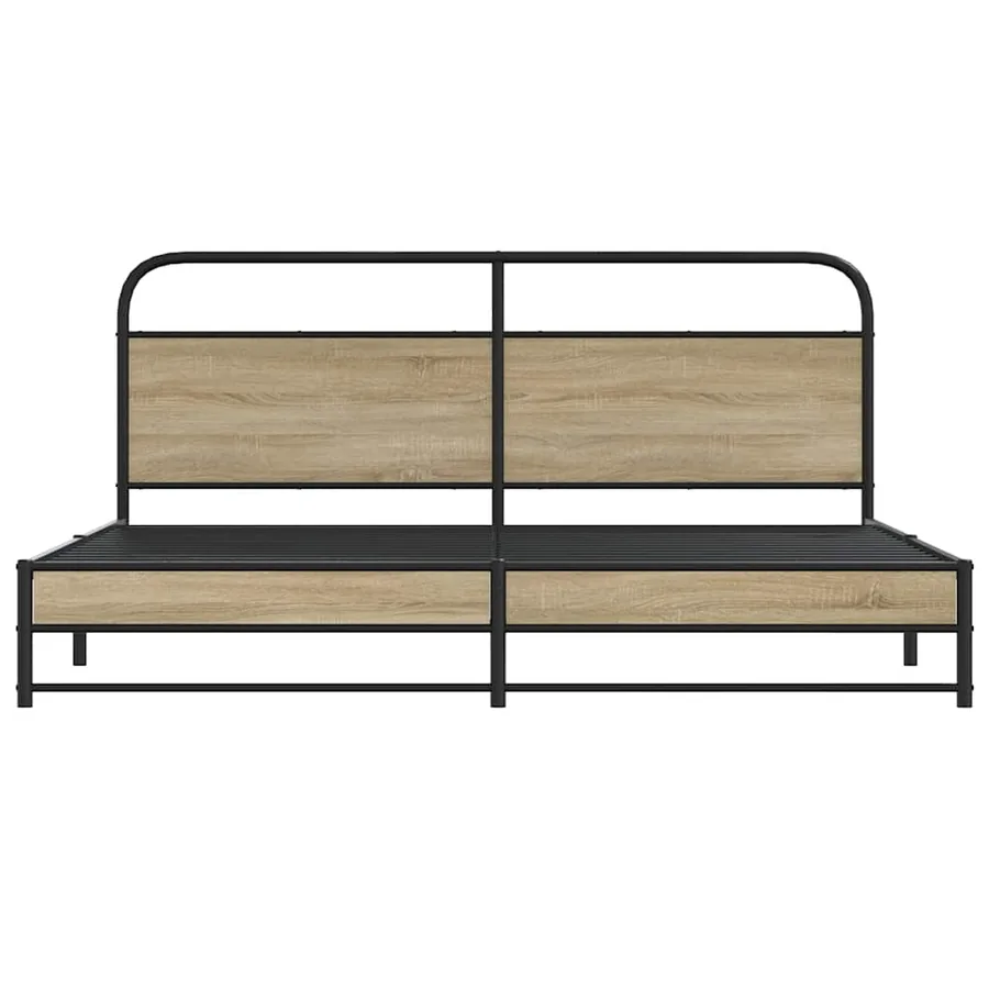 Cadre de lit en métal sans matelas chêne fumé 200x200 cm - 5